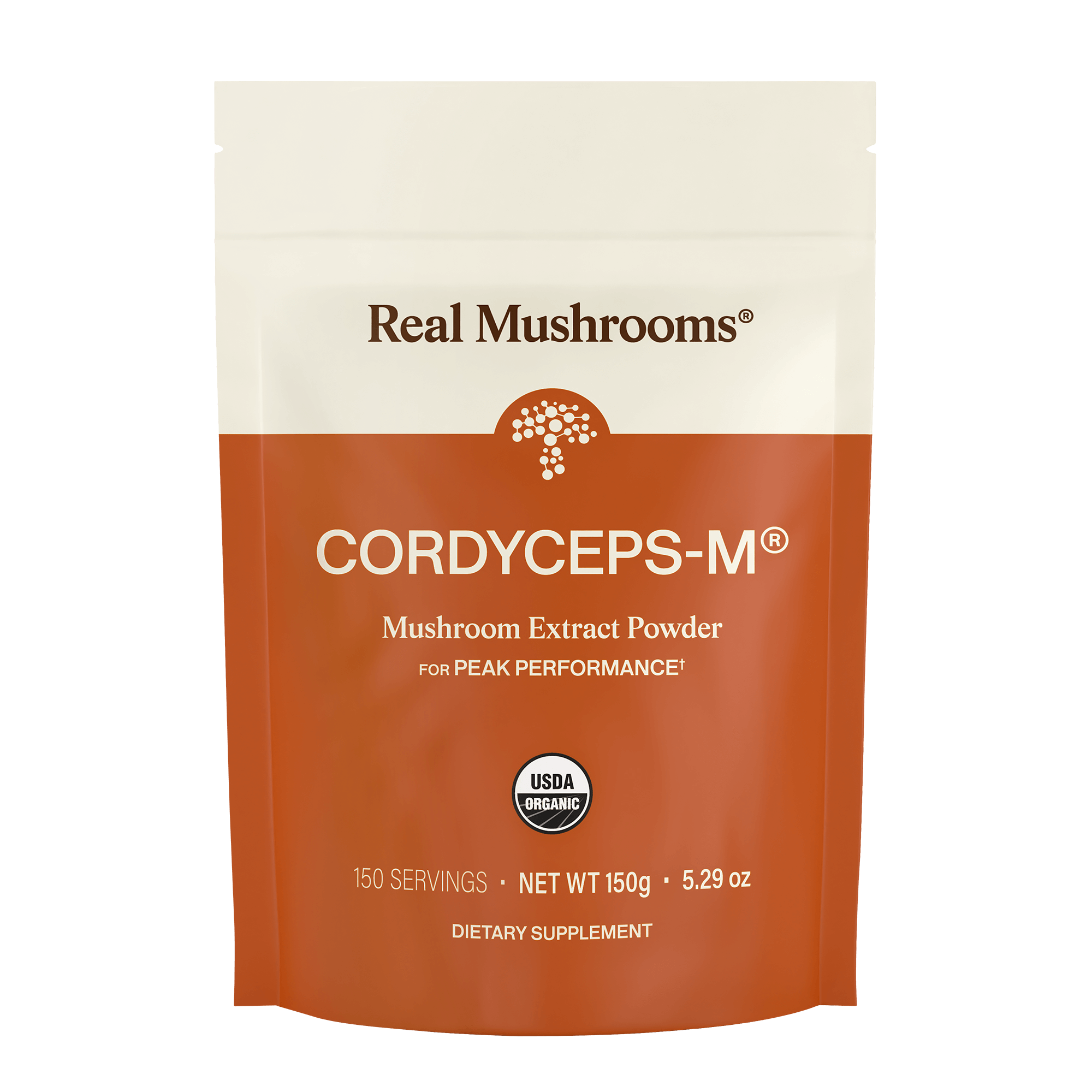 Real Mushrooms Organic Cordyceps-M® Mushroom Extract Powder – Bulk Supplement is a USDA organic mushroom supplement (150g/5.29 oz, 150 servings) that supports energy and overall wellness.