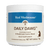 A white container of Real Mushrooms Daily Dawg™ Powder for Pets, 2.65 oz (75g), organic 8 mushroom blend for dogs, featuring a blue label with a dog silhouette.