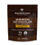 A brown and gold pouch labeled "Real Mushrooms Mushroom Hot Chocolate Mix," unsweetened, organic mushroom cacao with functional mushrooms, gluten-free, vegan, USDA Organic, 240g, 15 servings.