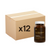 A brown bottle labeled "Real Mycelium" by Real Mushrooms stands before a box marked "x12," indicating a 12-pack of Lion’s Mane supplements called Real Mycelium - 12 Units, known for cognitive support.