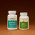Two white bottles of Real Mushrooms Immune Power supplements are displayed side by side against a brown background, highlighting their mushroom formulation known for beta-glucans and immune support.