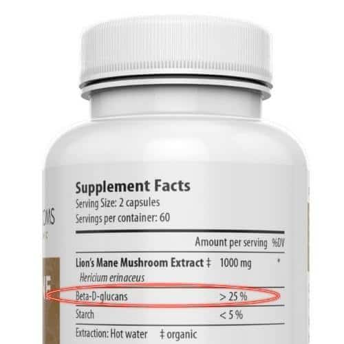 Lion's Mane Supplement Label