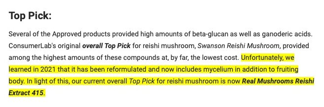 Consumer Report on Reishi Supplements