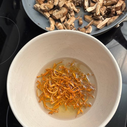 Cordyceps mushrooms and shiitake mushrooms