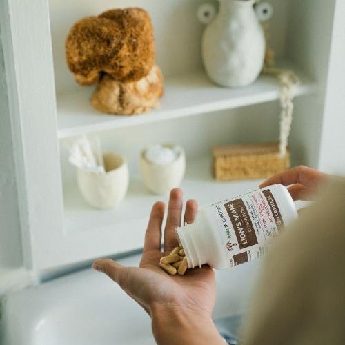 mushroom pills from a bottle