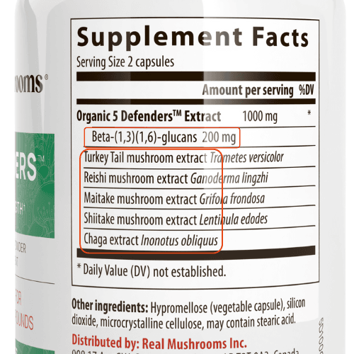 Mushroom extract blend label