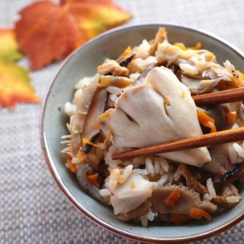 maitake mushroom on a rice bowl 