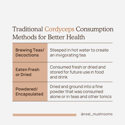 table for traditional cordyceps consumption methods for better health